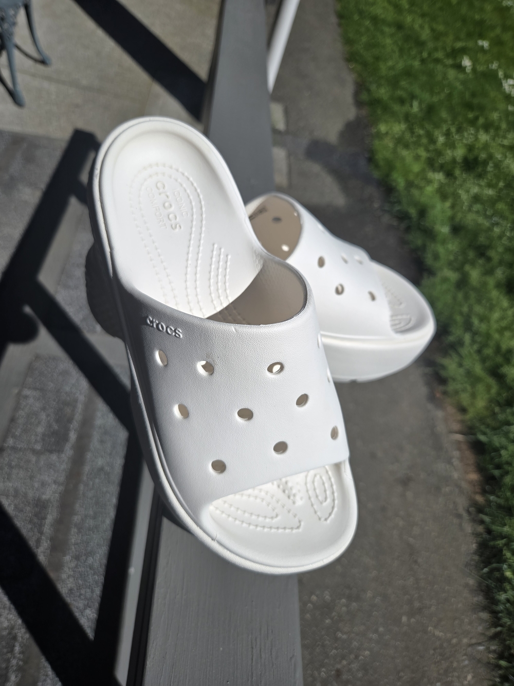 White Crocs Slide Sandals - Crocs